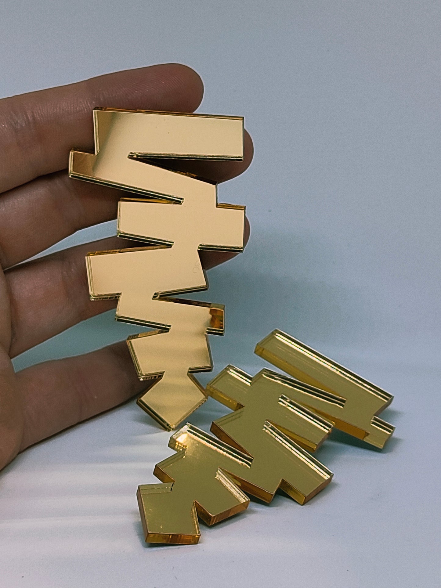 PlexiGlass Gold-Mirror ZigZag Earrings / Gold