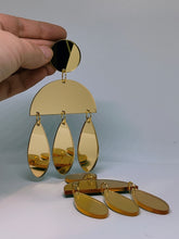Load image into Gallery viewer, Plexiglass Gold-Mirror Jellyfish Earrings/ Gold

