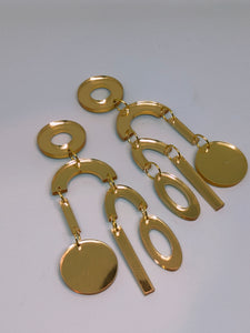 Plexiglass Gold-Mirror Geometric Mobile Earrings/ Gold