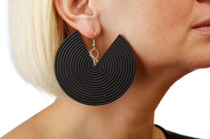 African Spiral Earrings / Matte Black