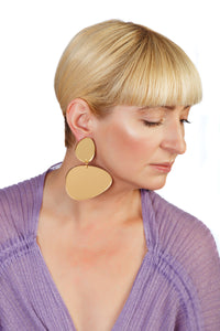 Plexiglass Gold-Mirror Pebbles Earrings/ Gold