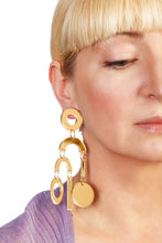 Load image into Gallery viewer, Plexiglass Gold-Mirror Geometric Mobile Earrings/ Gold
