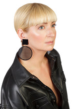 Load image into Gallery viewer, PlexiGlass Mirror-Black Stripes Hoop Earrings / Black
