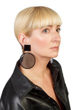 Load image into Gallery viewer, PlexiGlass Mirror-Black Stripes Hoop Earrings / Black
