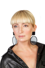 Load image into Gallery viewer, PlexiGlass Mirror-Black Stripes Hoop Earrings / Black
