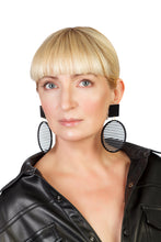 Load image into Gallery viewer, PlexiGlass Mirror-Black Stripes Hoop Earrings / Black
