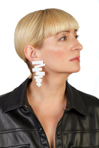 PlexiGlass Mirror-White ZigZag Earrings / White