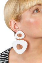 Load image into Gallery viewer, PlexiGlass Mirror White Triangle Chunky Hoop Earrings / White
