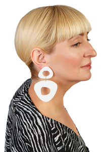 PlexiGlass Mirror White Triangle Chunky Hoop Earrings / White