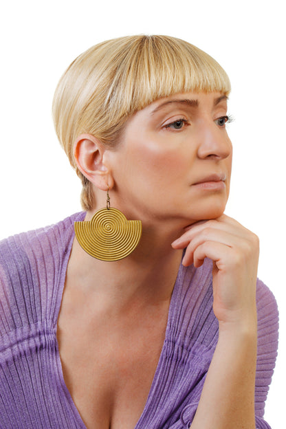 African Spiral Semi-Circle Earrings/ Gold