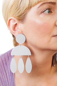 Plexiglass Silver-Mirror Jellyfish Earrings/ Silver