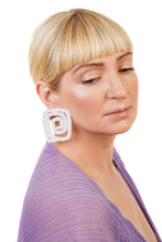 Load image into Gallery viewer, PlexiGlass Mirror-White Spiral Square Earrings / White
