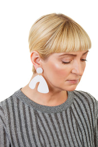 PlexiGlass Mirror-White Arch Earrings / White