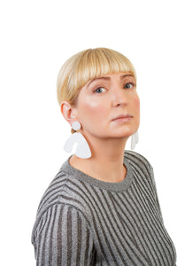 PlexiGlass Mirror-White Arch Earrings / White