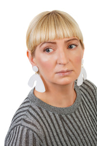 PlexiGlass Mirror-White Arch Earrings / White