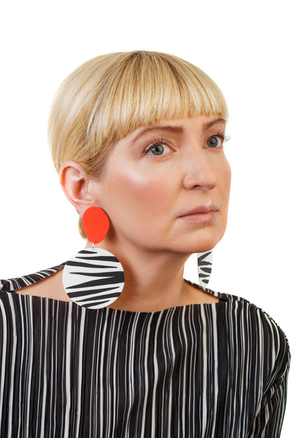 Zebra Earrings / Red