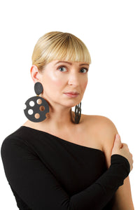 Black Cheese Earrings/ Black