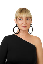 Load image into Gallery viewer, PlexiGlass Mirror-Black Hoop Earrings / Black
