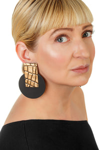 Bronze Snake Earrings/ Bronze+Black