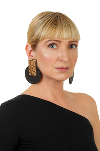 Bronze Snake Earrings/ Bronze+Black