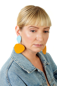 Pebbles Earrings/ Blue+Mustard