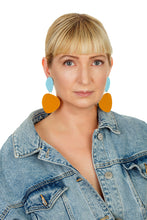 Load image into Gallery viewer, Pebbles Earrings/ Blue+Mustard
