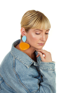 Pebbles Earrings/ Blue+Mustard
