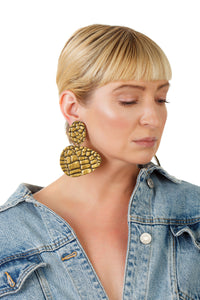 Snake Pebbles Earrings/ Gold