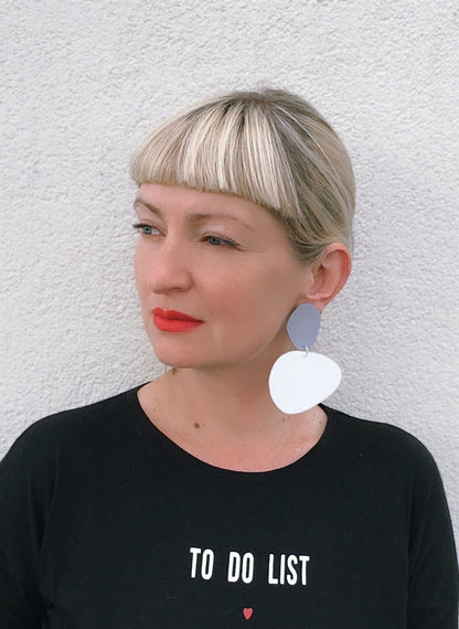 Pebbles Earrings/ Gray+White