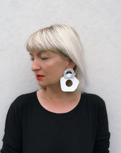 Load image into Gallery viewer, Five-Finger Hoop Earrings/ Silver+White
